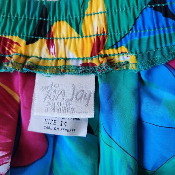 Vintage Skirt Women's 14 midi floral Colorful Flowers Hawaiian Pleated pleated - Picture 8 of 10